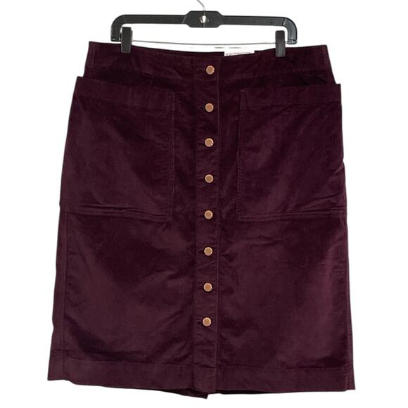 NWT Sonoma Button Front Corduroy Skirt Plum Size 18 - Picture 4 of 11